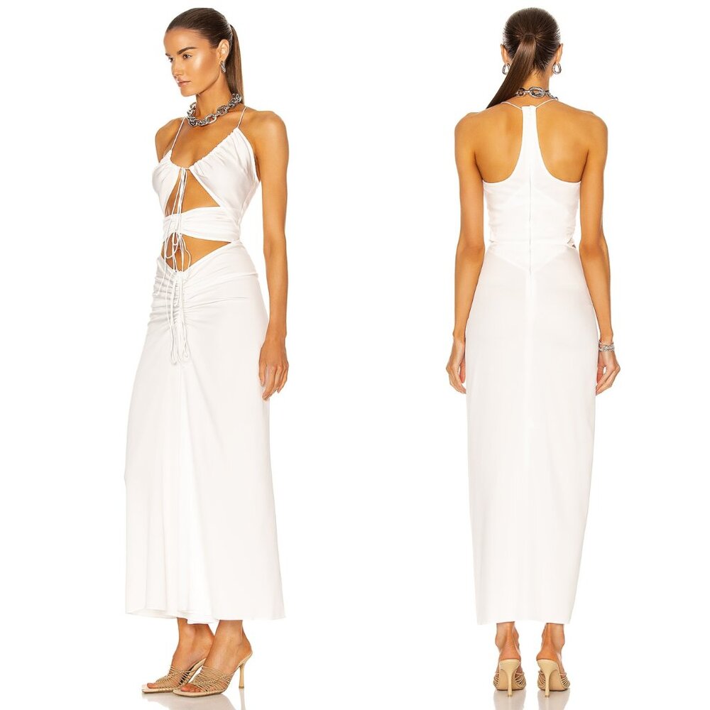 Christopher Esber NEW Disconnect Ruched Ivory Halter Formal Maxi Dress Size 4 - Picture 2 of 10